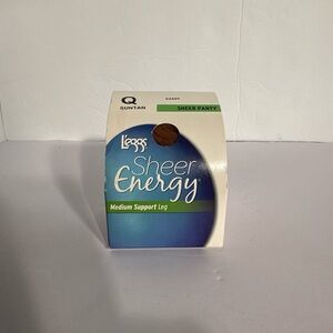 L’eggs Sheer Energy Sheer Panty Medium Support Leg Suntan Q New In Box